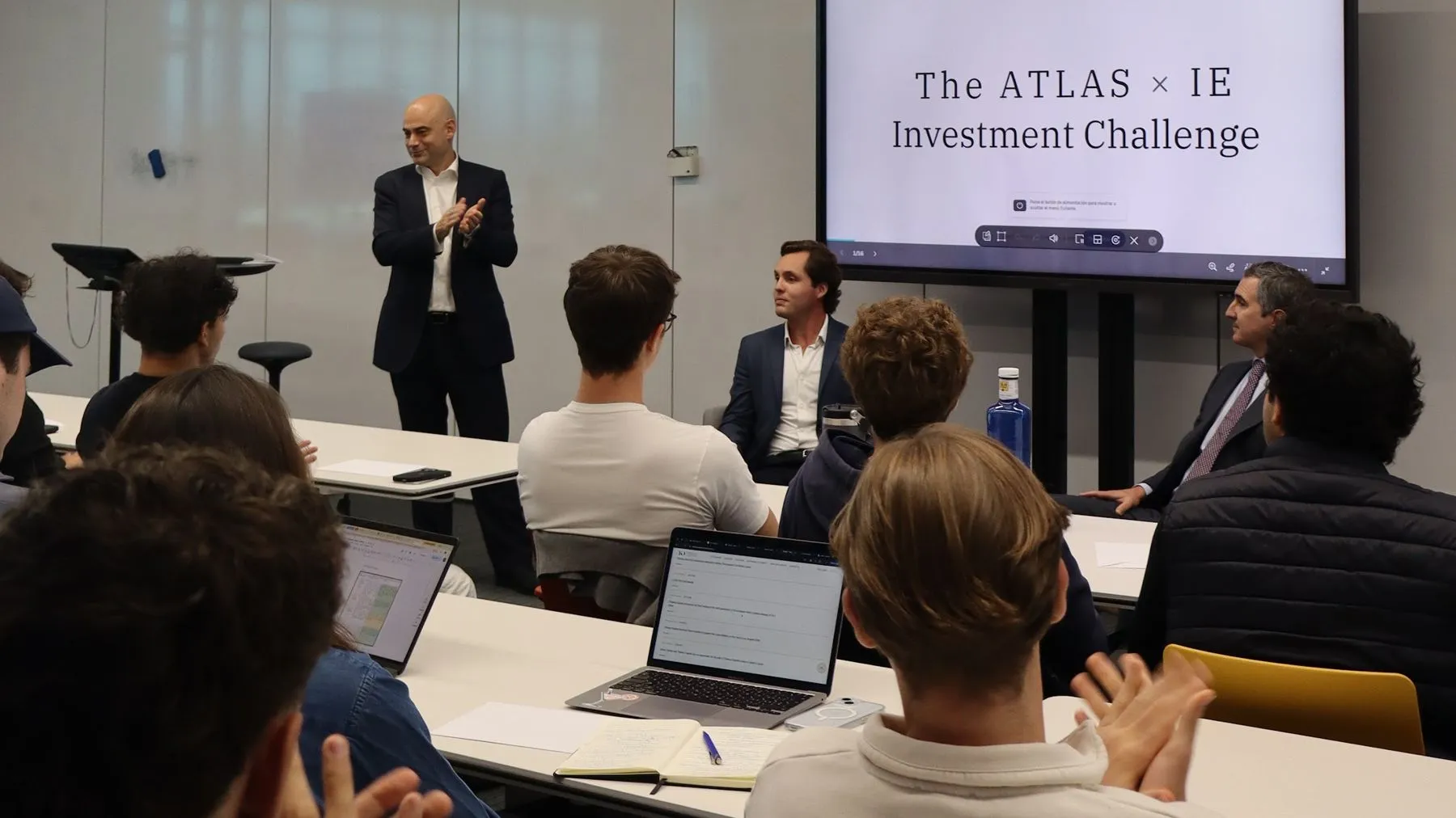 Students following the ATLAS × IE Investment Challenge kickoff