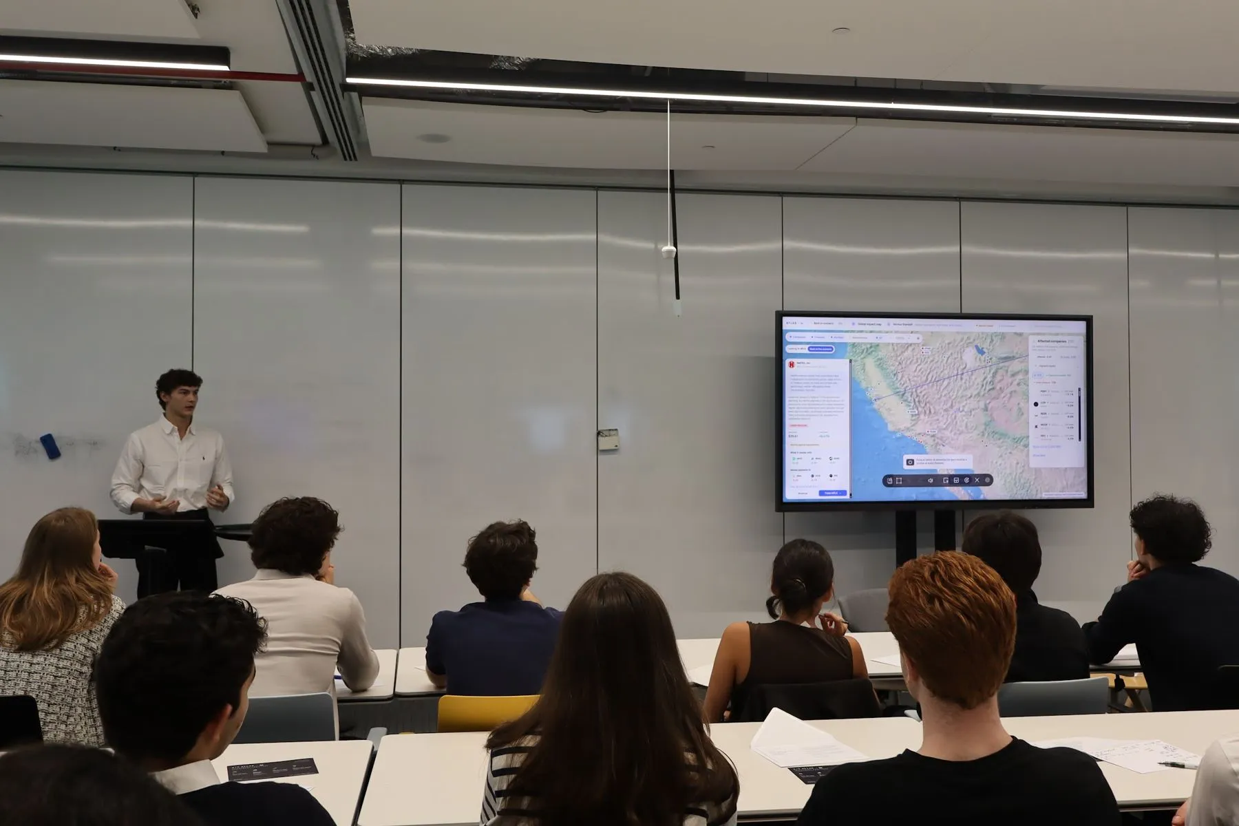 A student presenting the scenario map in ATLAS during the kickoff